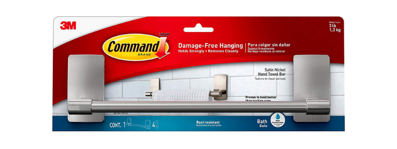 Command Satin Nickel Bathroom Hand Towel Holder Bar